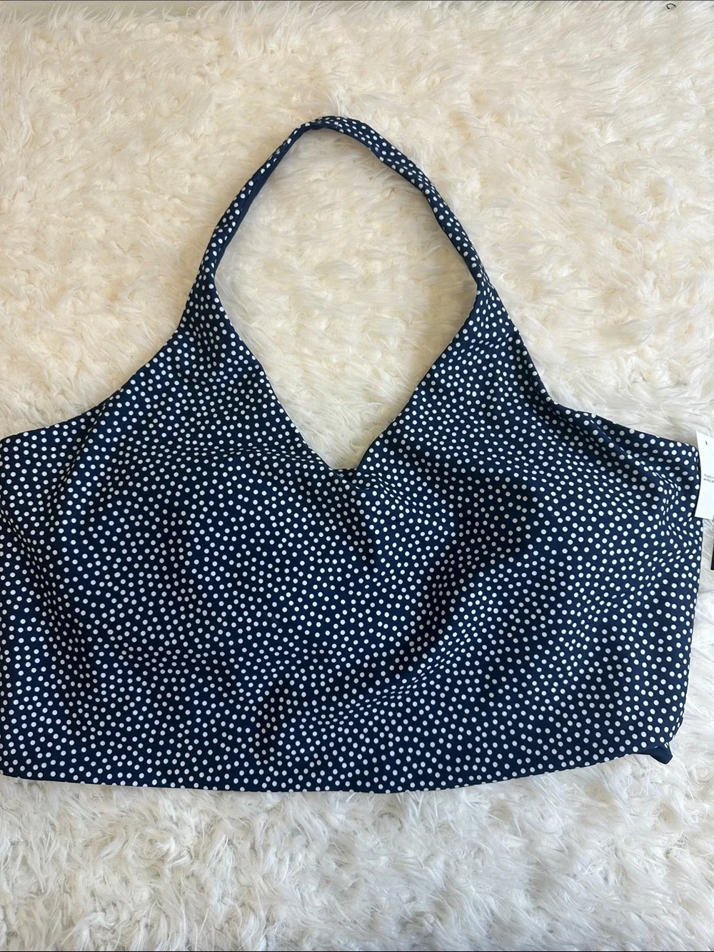Abercrombie YPB SculptLUX Navy Polka Dot Halter Tank Activewear Top - Picture 1 of 5